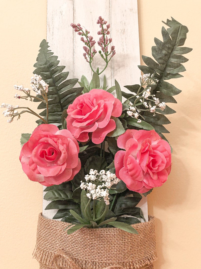 Farmhouse Chic Rose Flower Arrangement Wall Décor/ Spring Etsy