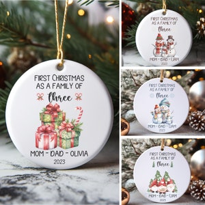 Family of Three Christmas Ornament Family of 3 Ornament Personalized Baby&#39;s First Christmas Ornament Christmas Gift Ideas Family Keepsake.