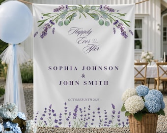 Personalized Wildflower Wedding Welcome Tapestry Custom Name and Date Backdrop Garden Wedding Decor Floral Arch Ceremony Wall Hanging
