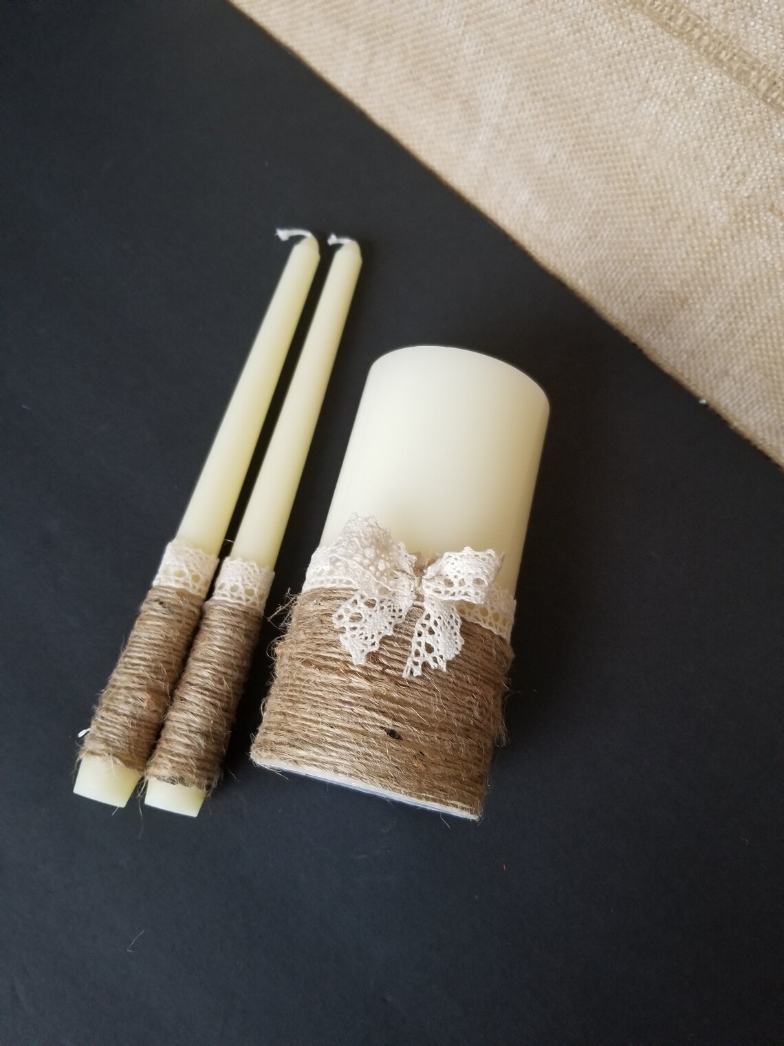 Rustic Unity Candle Set for Wedding /rustic Weeding Candle Etsy