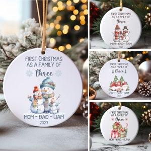 Family of Three Christmas Ornament Family of 3 Ornament Personalized Baby&#39;s First Christmas Ornament Christmas Gift Ideas Family Keepsake.