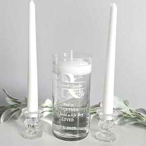 Personalized Floating Unity Candle Set for Wedding Ceremony Custom Candle Holder Personalised Wedding Candle Holder Vase And Candles Gift