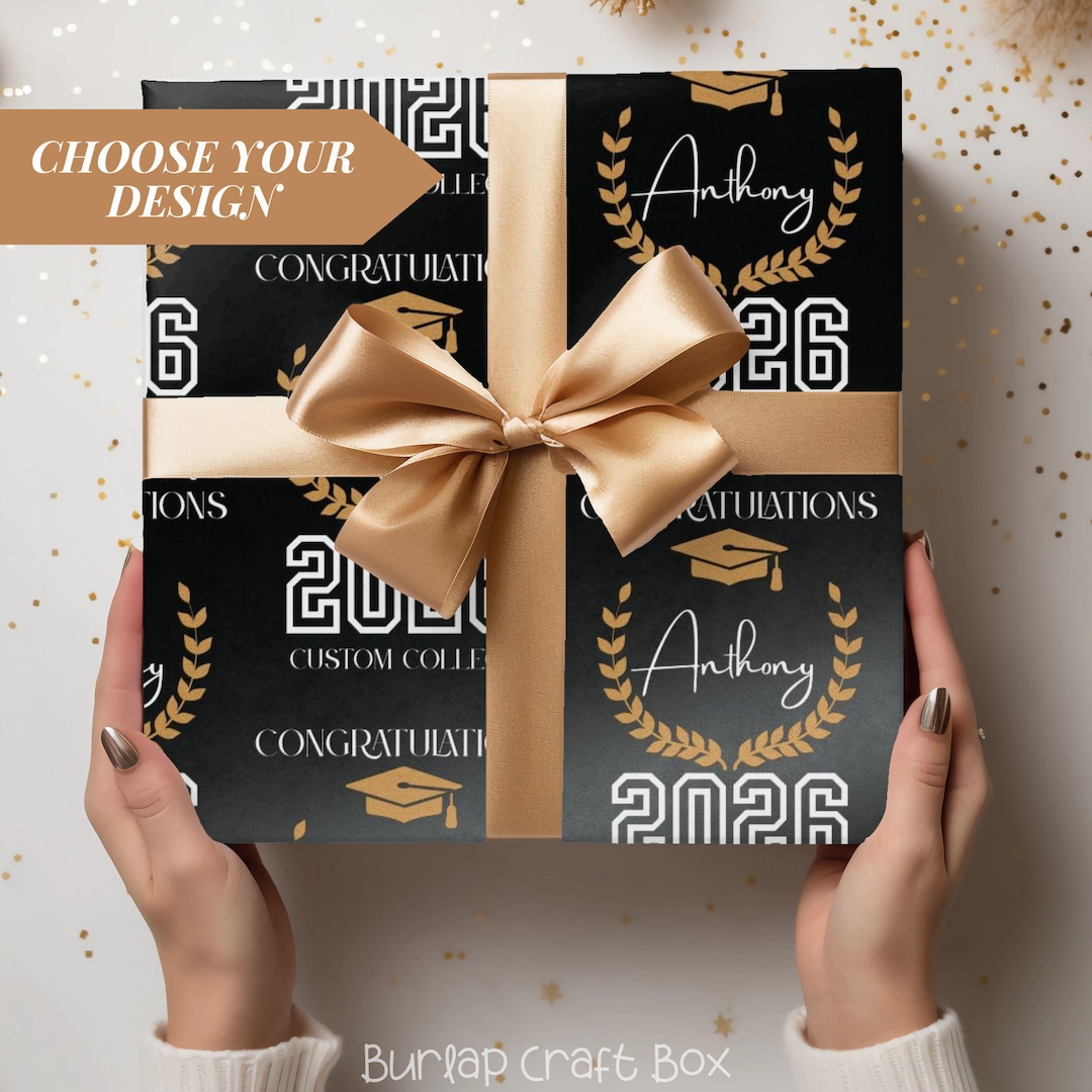 Custom Graduation Wrapping Paper Personalized High School Gift Wrap ...
