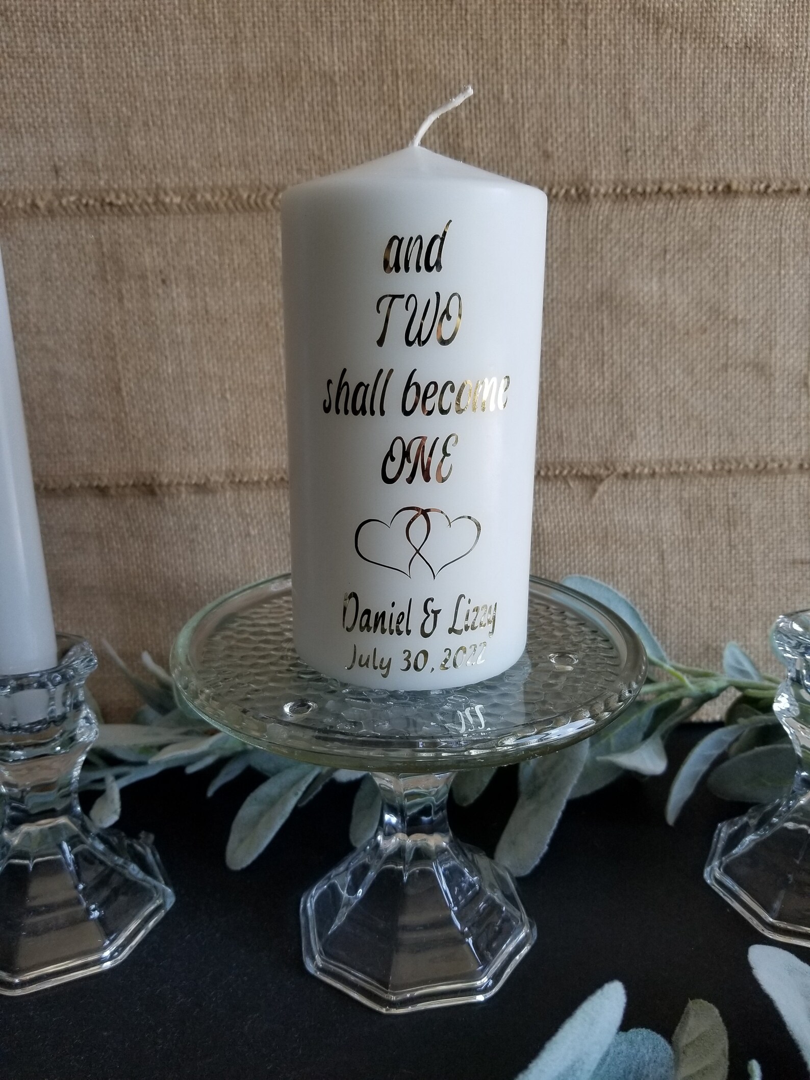 Glass Unity Candle Holder Set 3 Piece Wedding Unity Candle Etsy