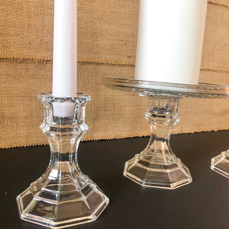 Glass Unity Candle Holder Set 3 Piece Wedding Unity Candle Etsy