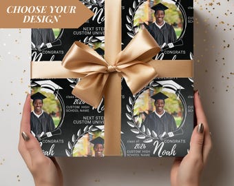 Custom Graduation Wrapping Paper Personalized High School Gift Wrap with Name Date University Alumni Present