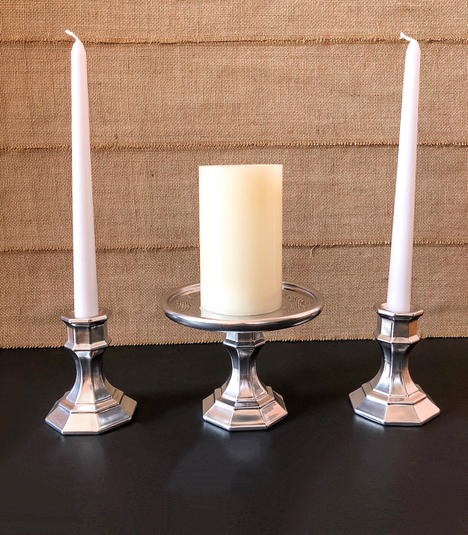 Glass Unity Candle holder Set 3 piece Wedding Candle Holder Etsy