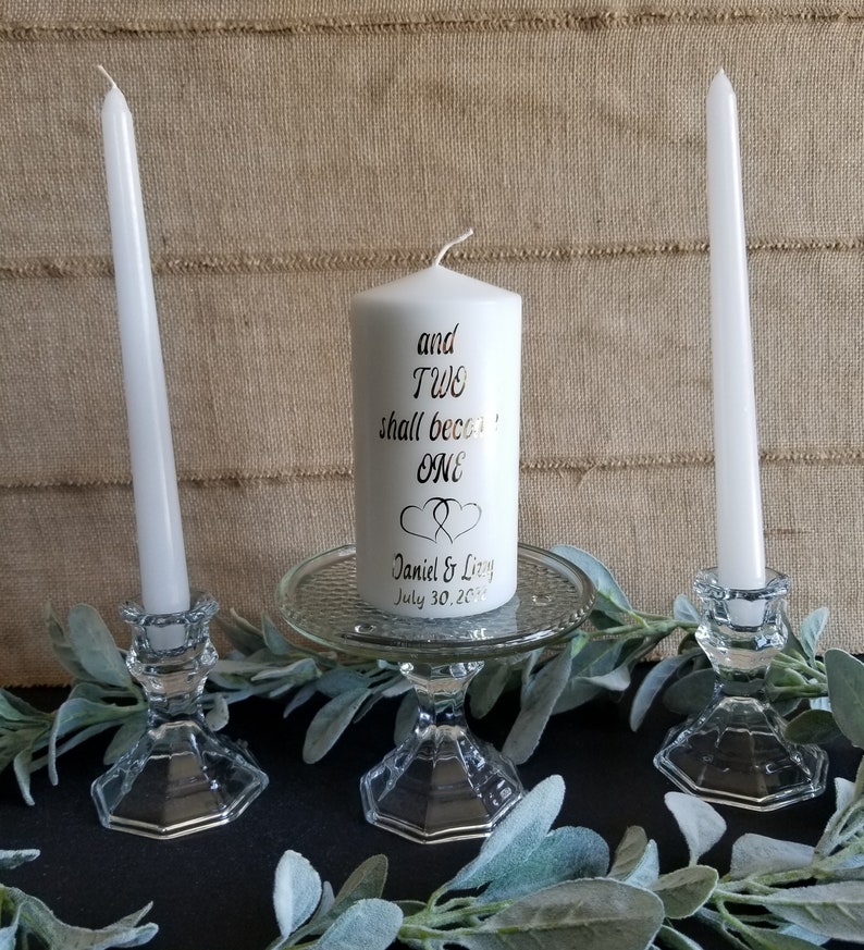 Glass Unity Candle Holder Set 3 piece, Wedding Unity Candle Holder Set, Pillar Candle Holder For Wedding gift, Ceremony Candle Holder. image 4