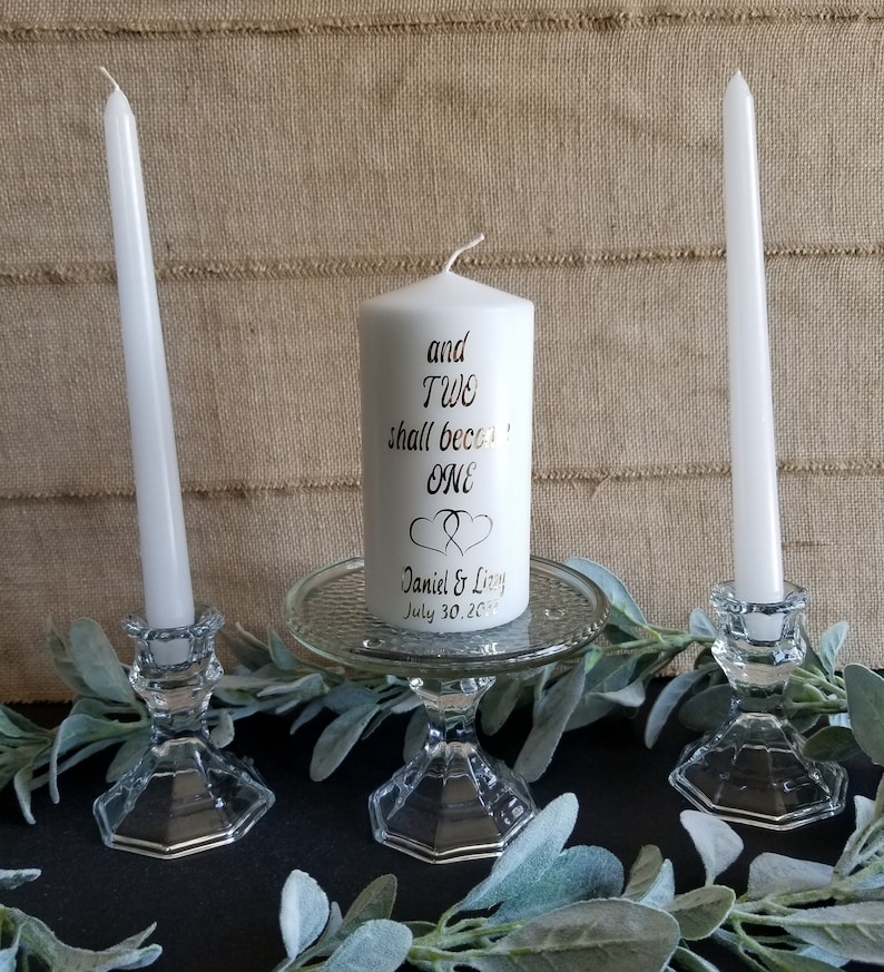 Glass Unity Candle Holder Set 3 Piece Wedding Unity Candle Etsy