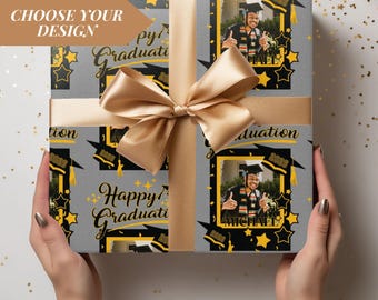 Custom Graduation Wrapping Paper Personalized High School Gift Wrap with Name Date University Alumni Present