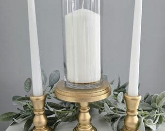 Unity Candle Holders Set For Wedding Carmony (set of 3) Candles Gold Wooden Candleholder Set Unity Candle Set With Holders Gift For Bride