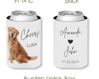 Wedding Koozie Custom Pet Picture Wedding Favors Gift Personalized Can Cooler Your Dog Can Insulator Cat Coozie Cheers Wedding Gift