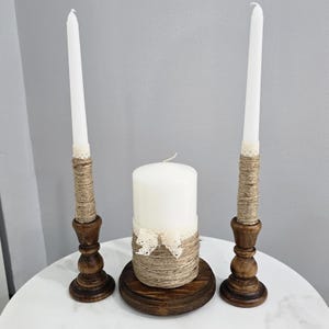 Rustic Unity Candle Set For Wedding Barn Decor Wedding Candle Holder Set Farmhouse Unity Ceremony Candle Burlap Lace Candle Set Bride Gift