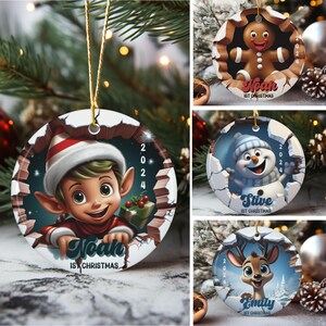Mi primer adorno navideño, adorno navideño personalizado para el primer bebé, adorno con nombre personalizado para niños, ideas para regalos navideños, recuerdo familiar.