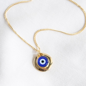 Brautjungfern Halskette Griechisches Auge Halskette Vergoldete Kette, Delikat Evil Eye Schmuck Schutz Halskette Gold Evil Eye Goldkette