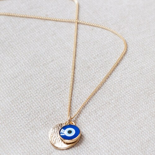 Bridesmaids Necklace Greek Eye Necklace Gold Plated Chain Etsy