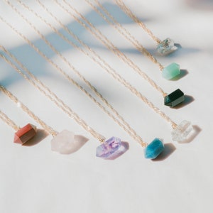Tiny Aventurine Necklace, Small Crystal Charm Pendant Necklace, Fine Gold Necklace, Crystal Jewelry, Small Stone Pendant image 3