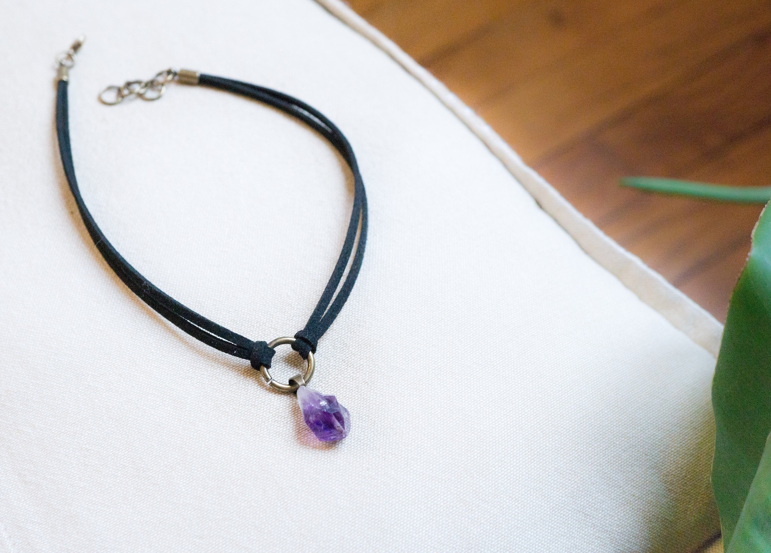 Collier Ras du Cou Noir Améthyste Brute Ras de Cou Pierre | Etsy France