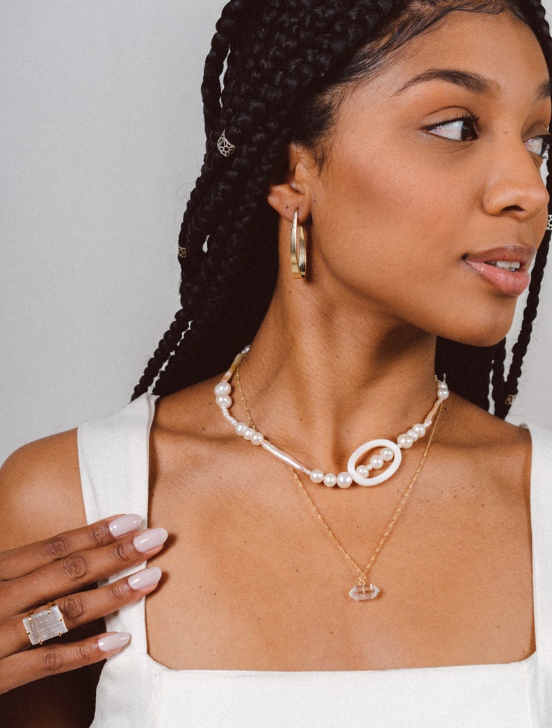 Tiny Aventurine Necklace, Small Crystal Charm Pendant Necklace, Fine Gold Necklace, Crystal Jewelry, Small Stone Pendant image 9