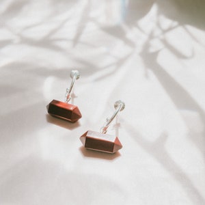Crystal Hoop Earrings, Red Jasper Earrings for Her, Gemstone Earrings, Crystal Hoops, Gold Earrings with Stone Jewelry image 6