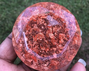 Rooted - Beautiful, Faceted ORGONE DIAMOND w/ Garnet - Chi - Prana - Positive Energy - Root Chakra - Crystal Therapy - OOAK - Medium