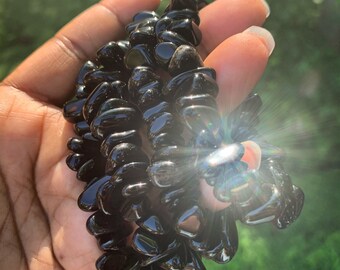 Tumbled BLACK OBSIDIAN Stone Bracelet