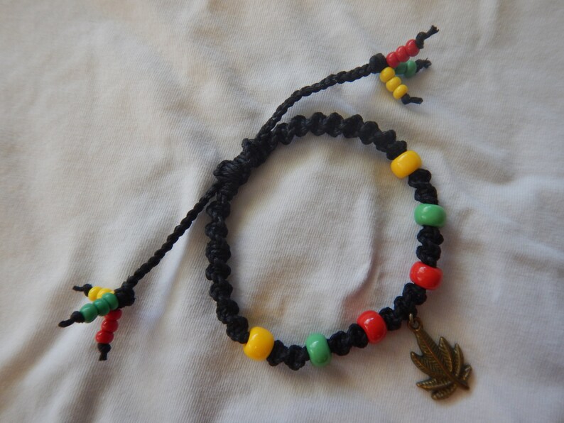 Rasta Bracelet,Hemp Bracelet,Rasta Jewelry,Hippie Jewelry,Reggae Bracelets,Rastafarian Jewelry,Weed Leaf Charms,Pot Leaf,Hemp