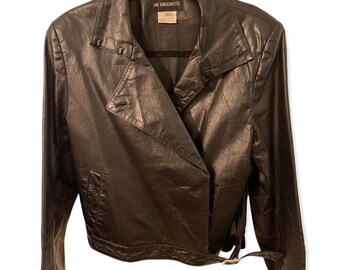Vintage 1990’s  ANN DEMEULEMEESTER Black Leather Motorcycle Jacket size 42 Medium Unisex