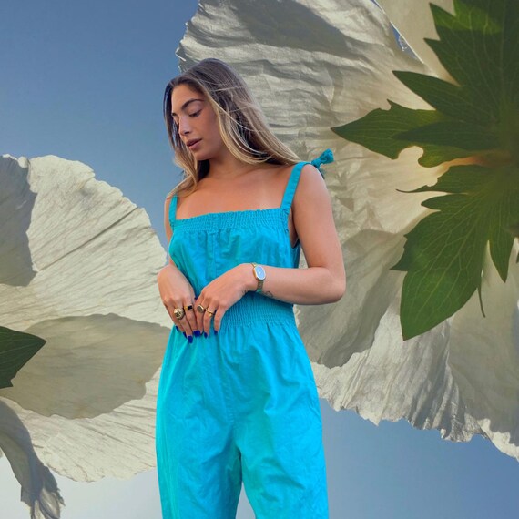 1980’s Turquoise Vintage Romper/ Summer Romper / Small Gem