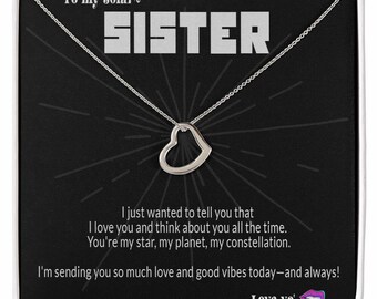 Solar Sister Astrology Heart Necklace | Zodiac Themed Message Jewelry | Sweet Gifts for Her