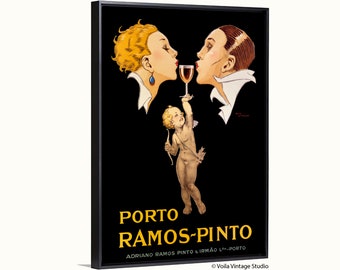 Póster de bebida vintage Art Deco Porto Ramos Pinto Port, impresión en lienzo, bar, cocina, cafetería, restaurante, arte de pared