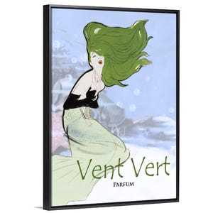 Mermaid French vintage advertising, boho decor, giclee canvas art, bathroom, kitchen