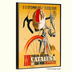 Vintage Radsport, Spanische Meisterschaften Fahrrad Werbeposter Cataluna Tour 1943, Fahrrad Wand Kunst Giclée Leinwand, Geburtstag Geschenkidee