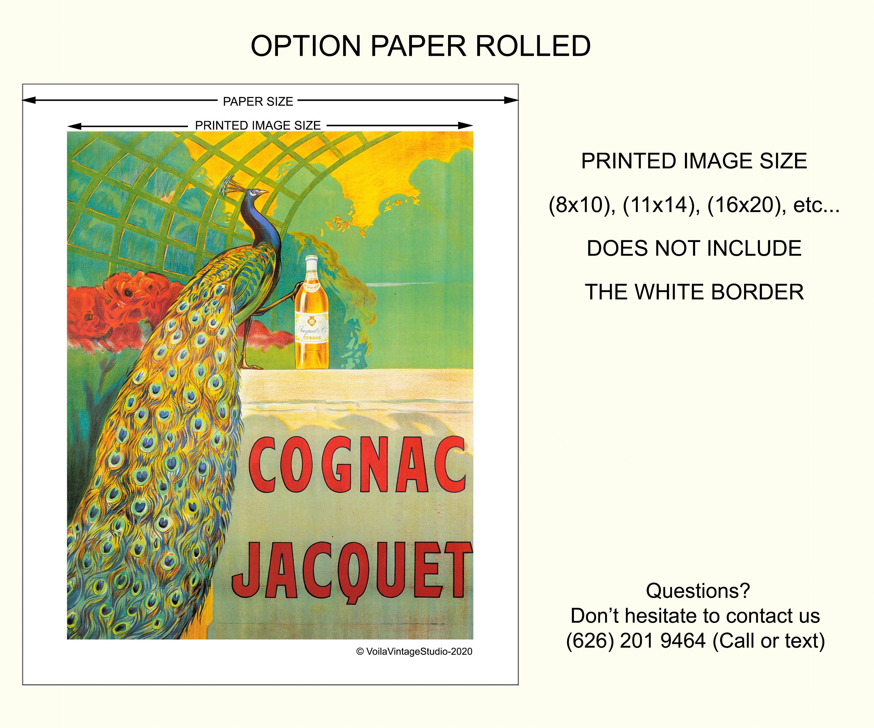 Peacock French Vintage Cognac Ad Giclee Canvas Drink Art Deco Etsy