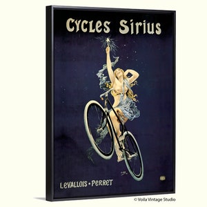Ciclismo vintage, cartel publicitario de bicicletas francesas "Cycles Sirius", lienzo giclée para pared de bicicletas, idea de regalo de cumpleaños