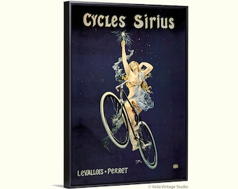Ciclismo vintage, cartel publicitario de bicicletas francesas "Cycles Sirius", lienzo giclée para pared de bicicletas, idea de regalo de cumpleaños