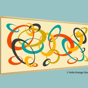 Mid Century Modern abstract wall art original creation &quot;Rugbyl&quot;, giclee canvas , modern home decor