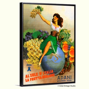 Póster publicitario vintage Art Déco italiano en lienzo giclée de G. Boccasile, arte mural, decoración de cocinas y bares.
