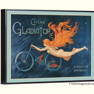 Ciclismo vintage, cartel publicitario de bicicletas francés "Gladiator", lienzo giclée de arte de pared de bicicletas, idea de regalo de cumpleaños