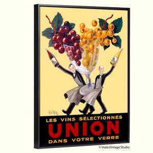 Cartel publicitario de bebidas vintage francesas Union, arte de pared bohemio ecléctico, barra de cocina, decoración de cafetería y restaurante