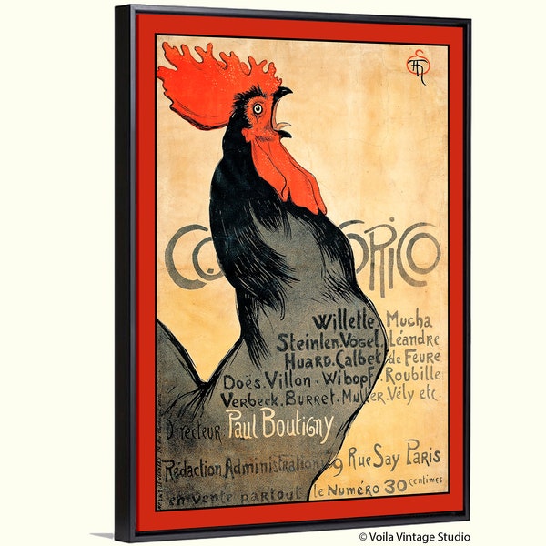 Art deco francese vintage poster pubblicitario Gallo Cocorico, Giclee Canvas, decorazione murale