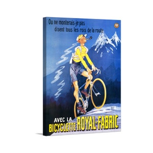 Fahrradkunst Vintage französische Werbung Fahrradgeschenk Fahrradwandkunst Königliche Gewebe-Giclee-Leinwand