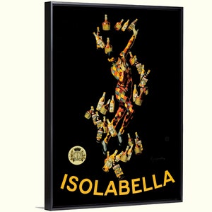 Italian art deco drink vintage Isolabella poster giclee canvas by L. Cappiello, bar wall art, kitchen decor image 1