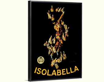 Italian art deco drink vintage Isolabella poster giclee canvas by L. Cappiello, bar wall art, kitchen decor