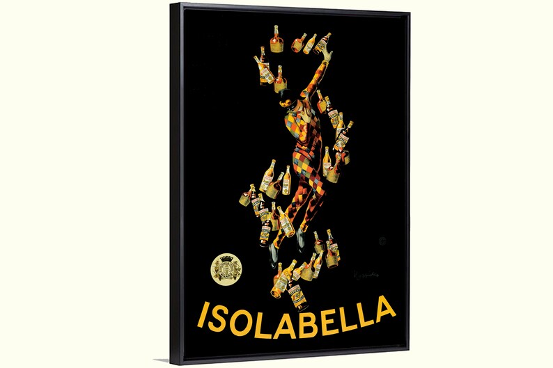 Italian art deco drink vintage Isolabella poster giclee canvas by L. Cappiello, bar wall art, kitchen decor image 1