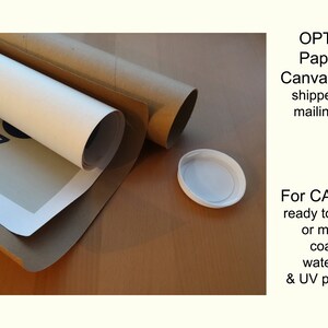 May include: A rolled canvas print is shown in a brown mailing tube. The canvas is ready to be stretched or mounted. The text "1937" is visible on the canvas. The print is water safe and UV protected.