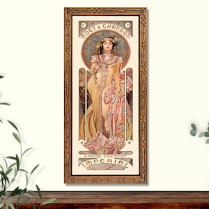 Art Nouveau Mucha Champagne &quot;Moet Imperial&quot;, boho romantic French decor, kitchen, bathroom, bedroom, cafe restaurant décor housewarming gift