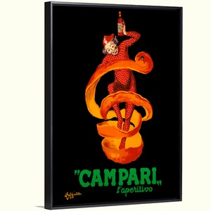 Póster vintage art déco de la bebida italiana Campari, lienzo giclée de L. Cappiello, arte mural de Campari, decoración de cocina, decoración de bar, decoración francesa