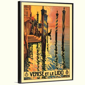 Venice Lido Italy Vintage Travel Poster, Gift Idea retro travel vintage travel art, Italy Travel poster canvas décor, housewarming gift