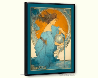 ★イチオシ★極上美品英国 アールヌーボー ガーネット ペンダント 9金 アールヌーボー アールデコ アートプリント 8 x 10 - 天体の女神